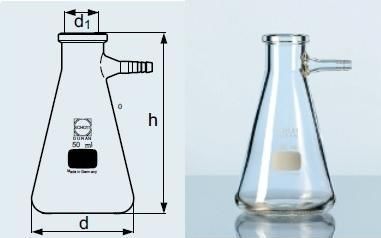Szívópalack, Erlenmeyer forma, üveg vagy műanyag olivával