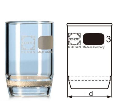 Filter crucible with porous glass filter