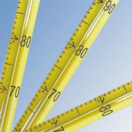 Laboratóriumi bothőmérő higany töltettel, normál osztású