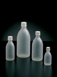 Folyadékflakon csavaros kupakkal, PP, szűknyakú és bőnyakú