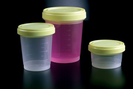 Sample container with leak-proof screw cap