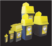 Biztonsági tűgyűjtő edény, 0,6 liter, 10 db/doboz / 100 db karton