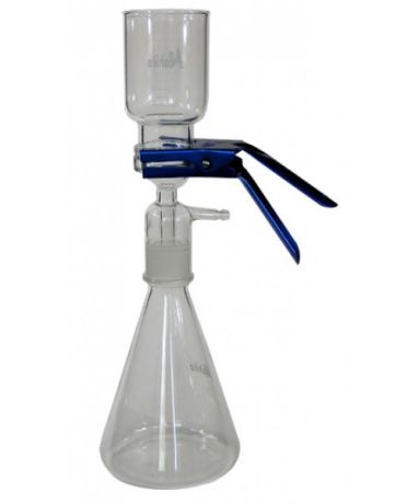 Glass filter device with funnel