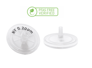 Syringe filter, PFAS free, nylon, 0.45µm, diameter: 25 mm, PP housing, 100 pcs / pack