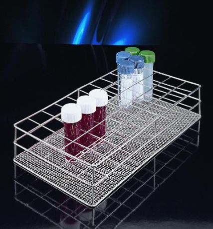 Rozsdamentes kémcsőállvány, dróthálós