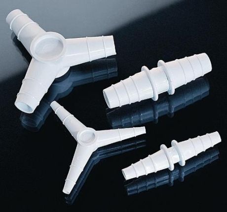 Tube connector, straight and "Y", white