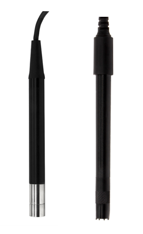 Dissolved oxygen measuring sensors, from left to right: optical sensor, polygraphic sensor
