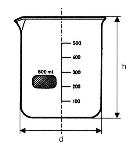 Alacsony főzőpohár osztással, kiöntőnyílással