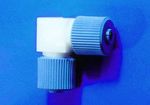PTFE Connector, Right Angle Connector - Screw Lock, Tube ? 12mm, Bore 6 mm