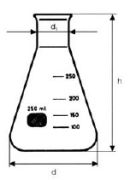 Erlenmeyer lombik, szűknyakú, osztással, 25 ml, Simax üvegből