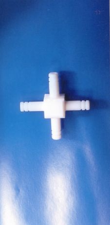 + shaped, push fit Teflon tube connector
