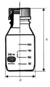 Laboratory bottle with blue cap 250 ml, from Simax glass