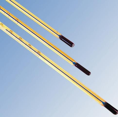 Laboratóriumi bothőmérő kék töltettel, normál osztású