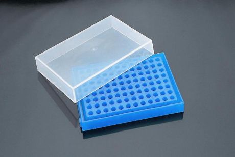 PCR workstations with transparent lid, removable rack, blue