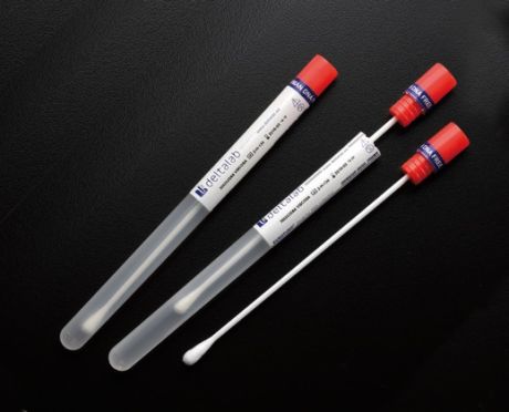 Sterile, DNA-free sampling swab in a labeled storage tube