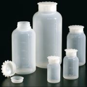 Folyadékflakon, HDPE, széles nyakú, csillag alakú plombálható kupakkal,  250 ml