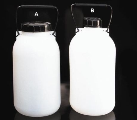 Folyadékballonok fogantyúval, csavaros kupakkal és betéttel