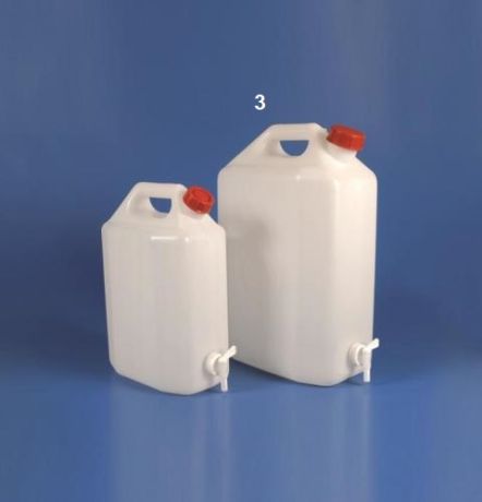 Folyadékballon csappal, fogantyúval, csavaros kupakkal, szögletes 3-es típus