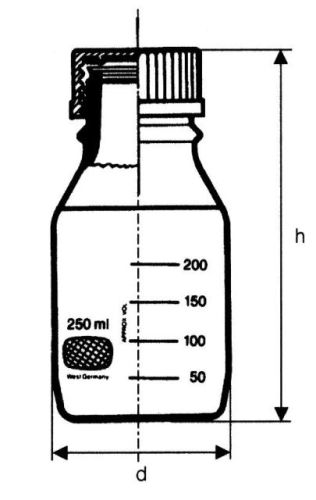 Laboratóriumi üveg kupakkal fehér vagy barna üvegből