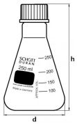 Erlenmeyer flask with screw cap, GL 32, 100 ml, made of 3.3 Borosilicate glass