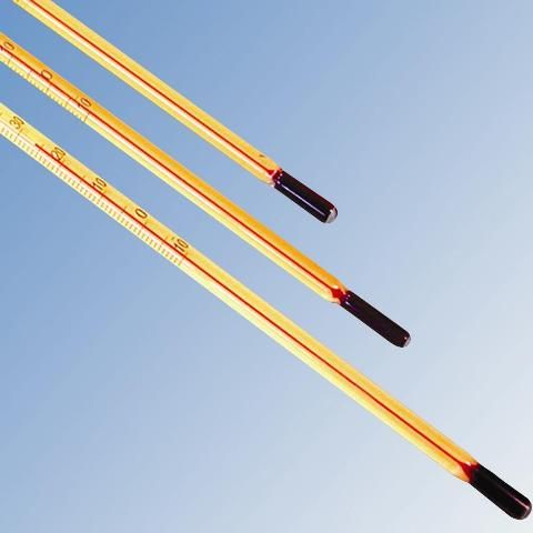 Laboratóriumi bothőmérő piros töltettel, normál osztású