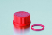 Csavaros piros kupak menetes üvegekre, PBT, GL45