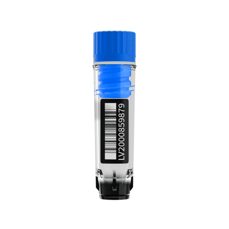 MI500 cső 2D kóddal (cső alján) valamint 1D és HR kóddal az oldalán