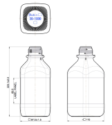 Vegyszeres üveg 1000 ml, barna, négyszögletű, GL 45, 1 db
