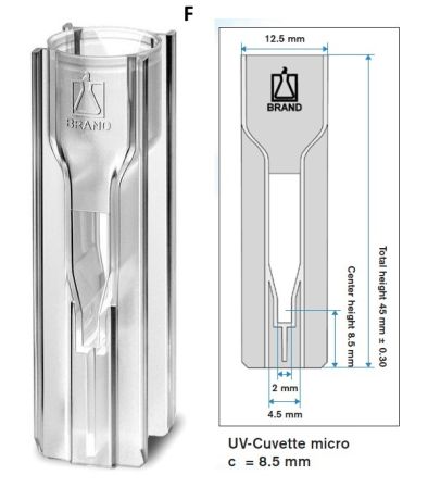 F-típus, UV-cuvette, micro, c=8,5 mm, 70-850 μl