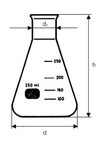 Erlenmeyer lombik, szűknyakú, osztással