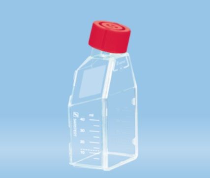 Steril tenyésztőflaska 25 cm2 adherens sejtekhez, 2 pozíciós piros kupakkal, 300 db/csomag, 98.831810