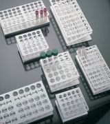 Kémcsőállvány, alumínium, 5 x 5, 12 mm