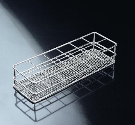 Rozsdamentes kémcsőállvány, dróthálós