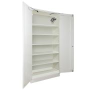 S2004+LiA5 Biztonsági szekrény lítium akkumulátorok tárolásához és töltéséhez, fehér, 2 ajtós, 5 polccal és 1 tűzoltóval, 2095 x 1000 x 450 mm