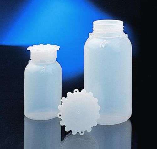 Folyadékflakon, bőnyakú, csavaros kupakkal, belső dugóval