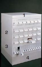 Laboratory filing cabinet, modular, gray