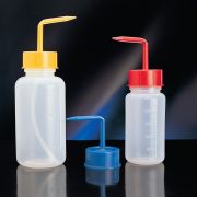 Graduated wash bottle, wide mouth, GL45, 500 ml, yellow