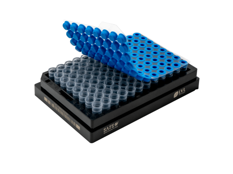 Tubes with push cap in rack