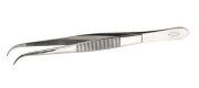 Forceps sharp 18/10 steel, round bent, L=160mm