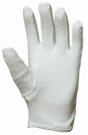 Fehér pamut védőkesztyű csúszásgátló pöttyökkel