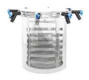 Metakrilát kör alakú kamra 6 tálcával és elosztós fedéllel, LyoEpic/TriEpic