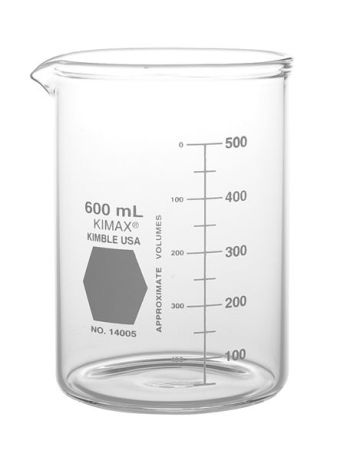 Vastagfalú alacsony főzőpohár osztással, kiöntőnyílással