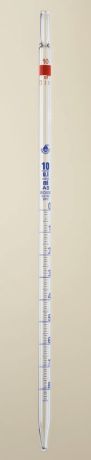 Osztott pipetta - mérőpipetta, egyjelű, kifutós, A jelű, kék festésű