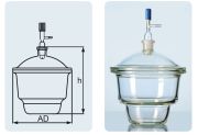 Vacuum desiccator with junction tube in the lid, and flat flange, DN: 150