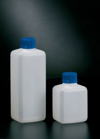 Szögletes edény csavaros kupakkal, záróbetéttel (szűk nyakú)