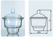 Desiccator with glass knobbed lid, and flat flange,DN: 200