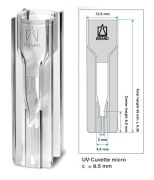UV-Cuvette micro, UV-VIS,  C=15 mm, 70 - 550 µl töltési térfogat, 100 darab
