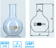 Állólombik, szűknyakú, 100 ml, Duran üvegből